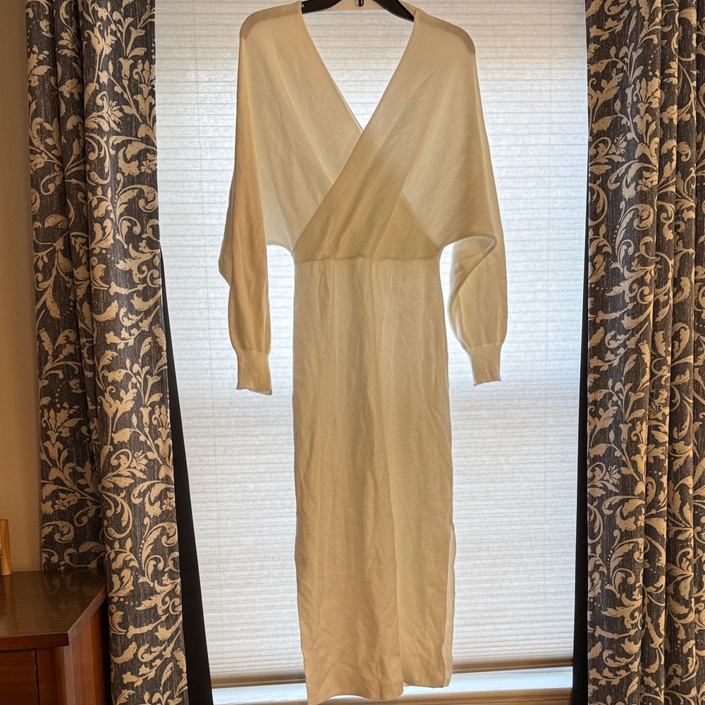 Elegant Cream Wrap Dress